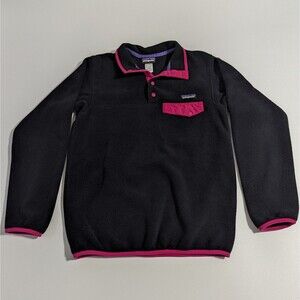 Patagonia Synchilla 1/4 Snap Pullover Womens Fleece Jacket Size XS Black & Pink